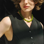 Green Natural Stone Round Beaded NeckLace image 4