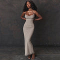 Sexy Cami V-neck Solid Color Bodycon Maxi Dress image 6