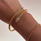 18K Plated Titanium Steel Zircon Snake Open Bracelet image 1