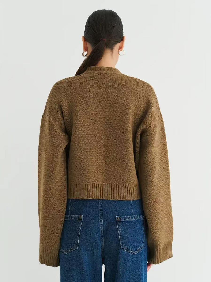 Custom Solid Color V-Neck Loose Knit Cardigan image 10