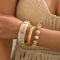 Shell Pearl Resin Bead Boho Layered Bracelet image 1