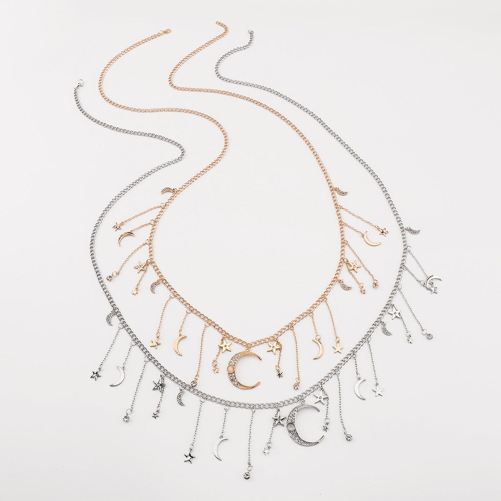 Elegant Tassel Star Moon Diamond Waist Body Chain image 5