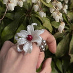 Iris Flower Silver Pearl NeckLace image 5