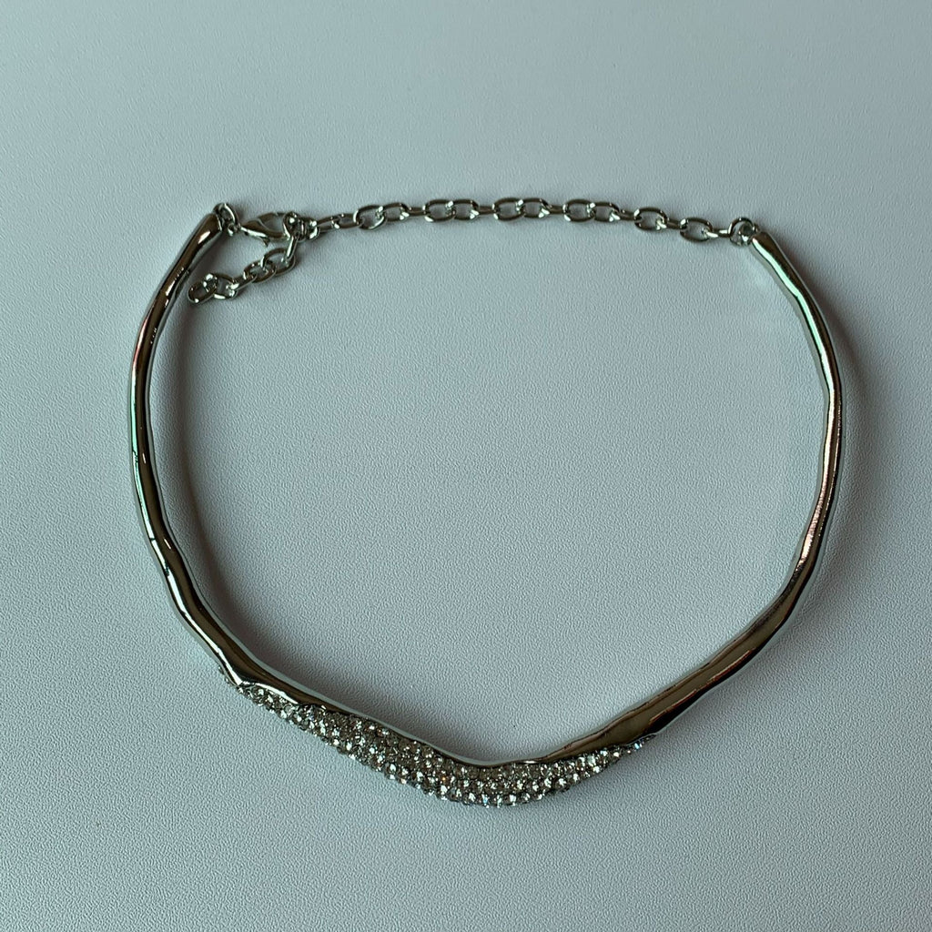 Minimal Metal Irregular Lava Rhinestone NeckLace image 4