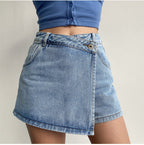 Two In One High Waist A Line Denim Shorts image 4