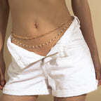 Faux Pearl Waist Chain Retro Multi Layer Geometric Body Chain image 2