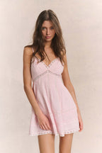 Lace Patchwork Hollow Ruffle Cami Mini Dress image 6
