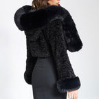 Solid Thickened Fur Collar Cropped Coat image 8