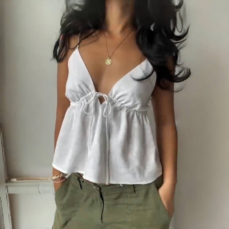 Sexy Solid Slim Tie Cami Top image 9