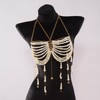 Pearl Beaded Tassel Halter Body Chain image 5