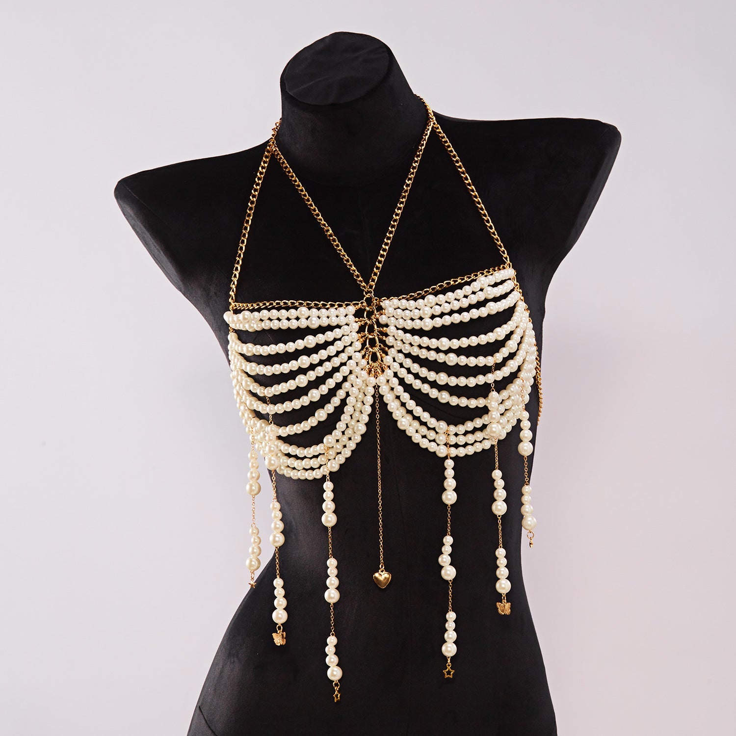 Pearl Beaded Tassel Halter Body Chain image 5