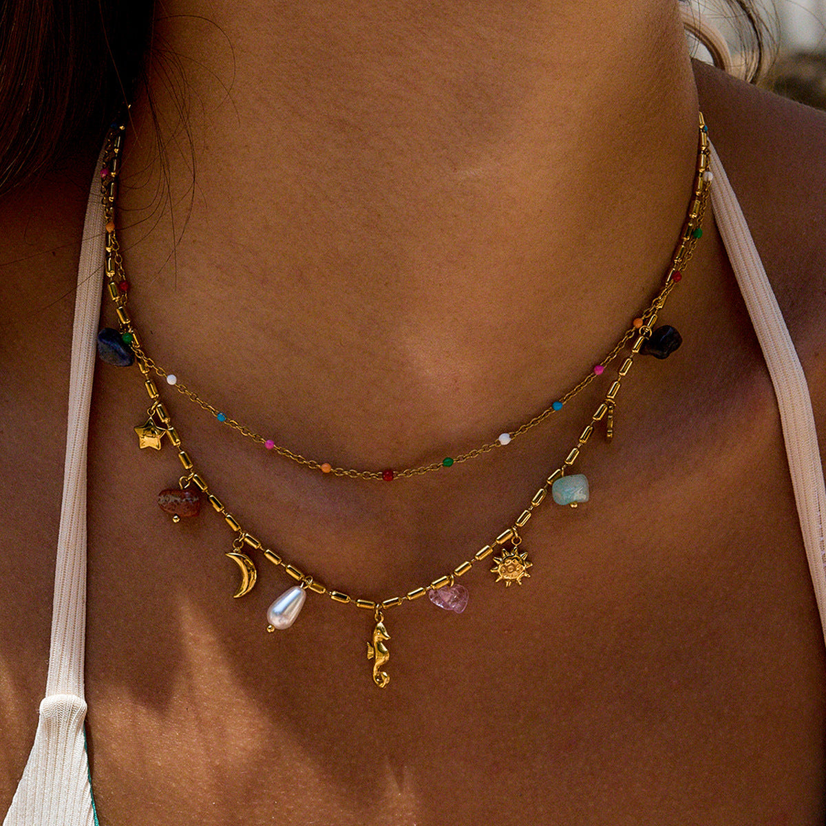 Ocean Style Titanium Steel Double Layer NeckLace image 2