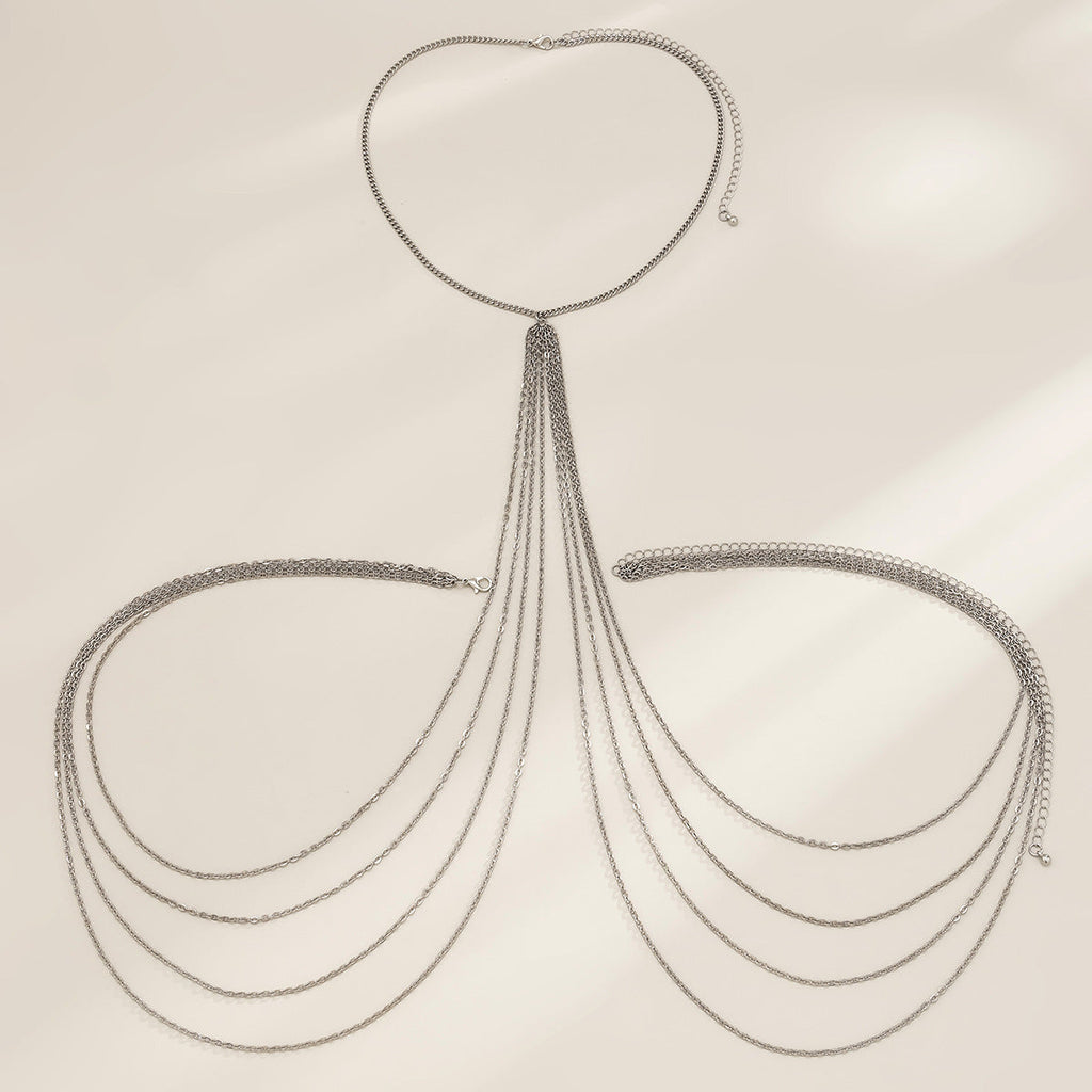 Sexy Minimalist Multi Layer Tassel Chest Body Chain image 7