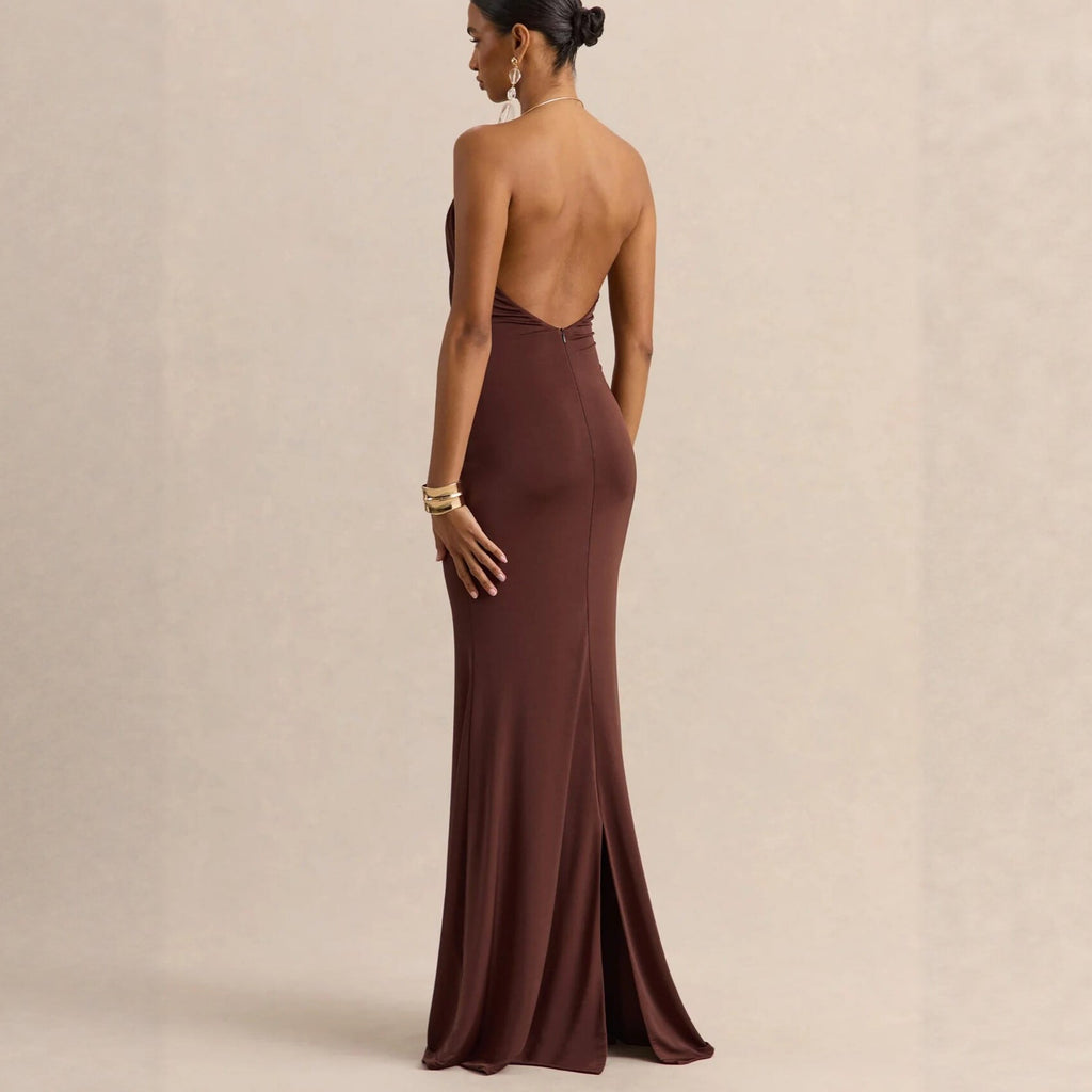 Ruffle Cowl Neck Bodycon Maxi Dress image 4