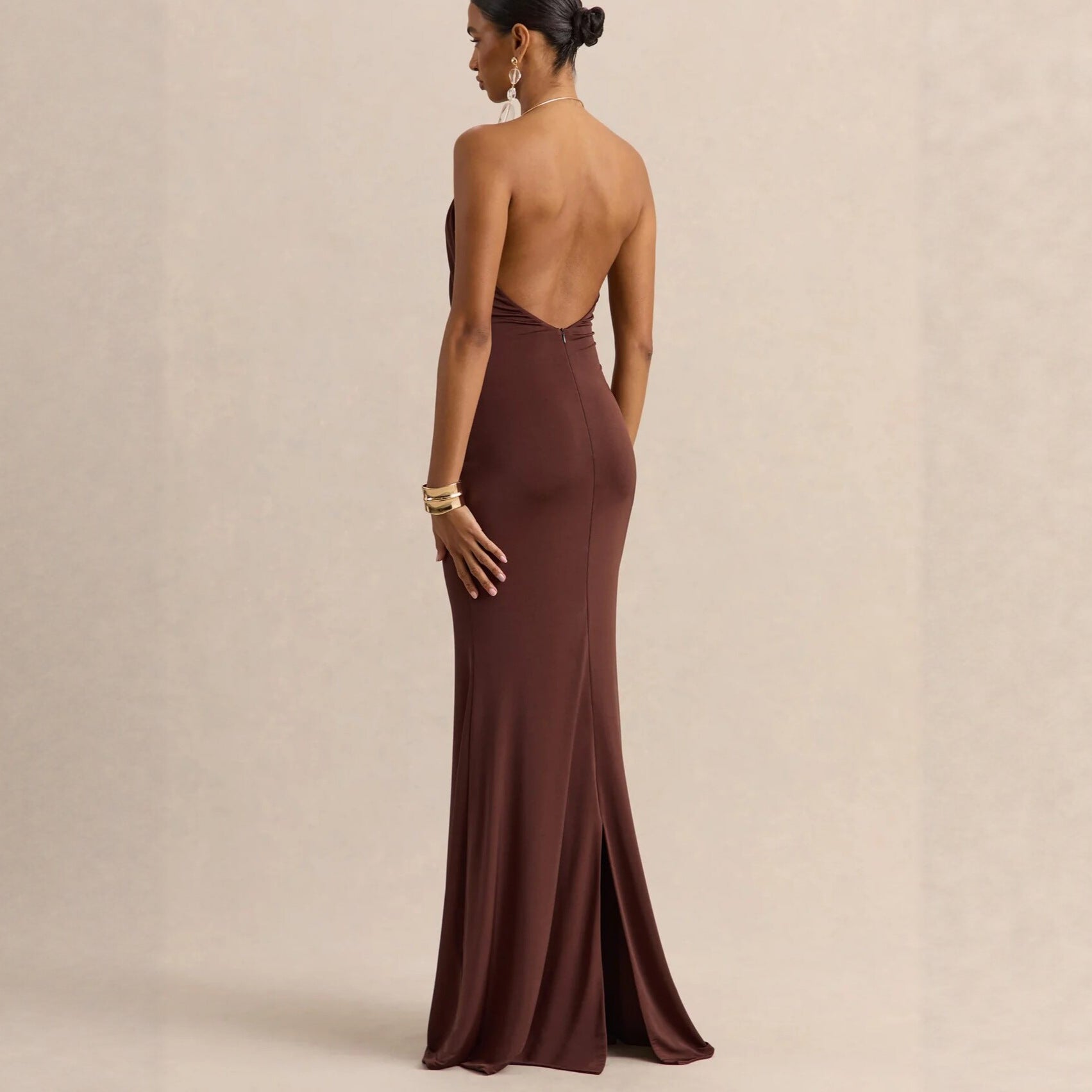 Ruffle Cowl Neck Bodycon Maxi Dress image 4