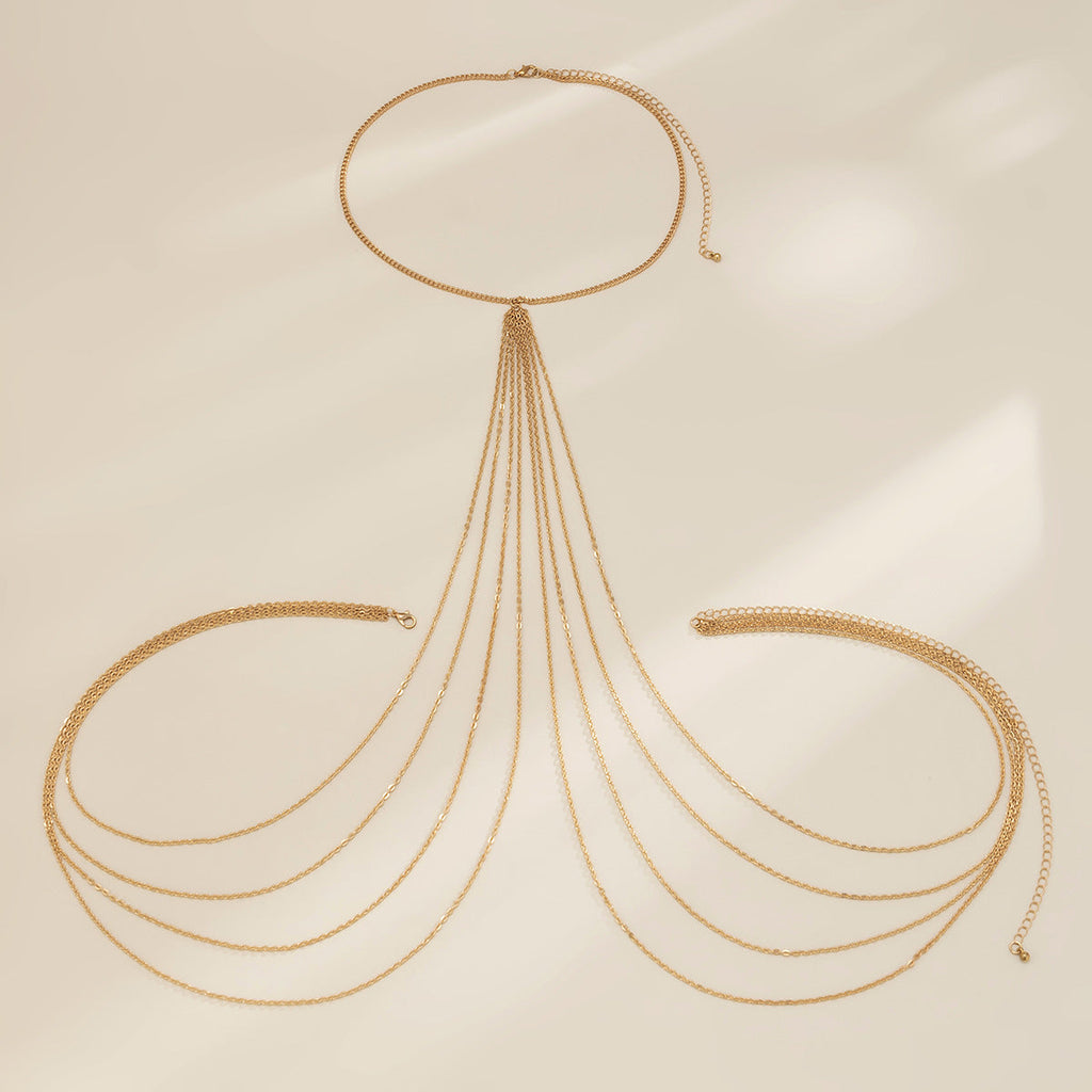 Sexy Minimalist Multi Layer Tassel Chest Body Chain image 5