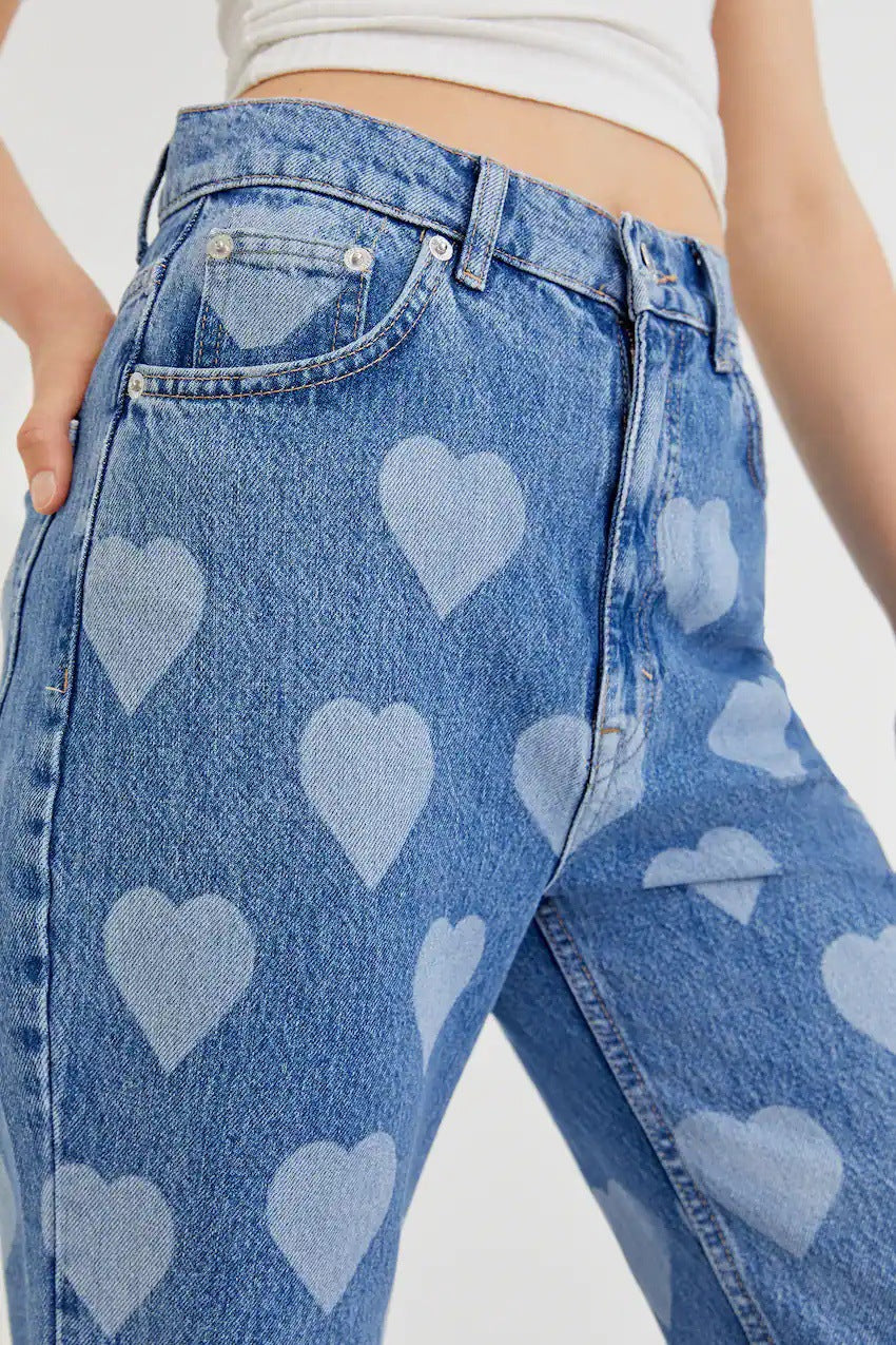 High Waist Vintage Heart Straight Jean image 2