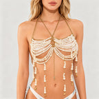 Pearl Beaded Tassel Halter Body Chain image 3