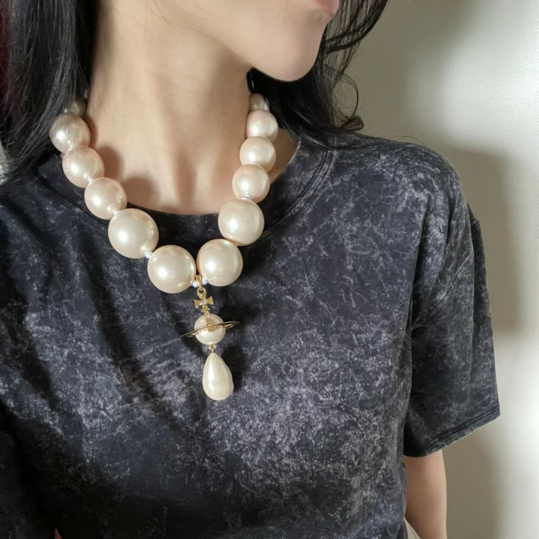 Big Pearl Drop Pendant Vintage Baroque NeckLace image 4