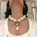 Big Pearl Drop Pendant Vintage Baroque NeckLace image 1
