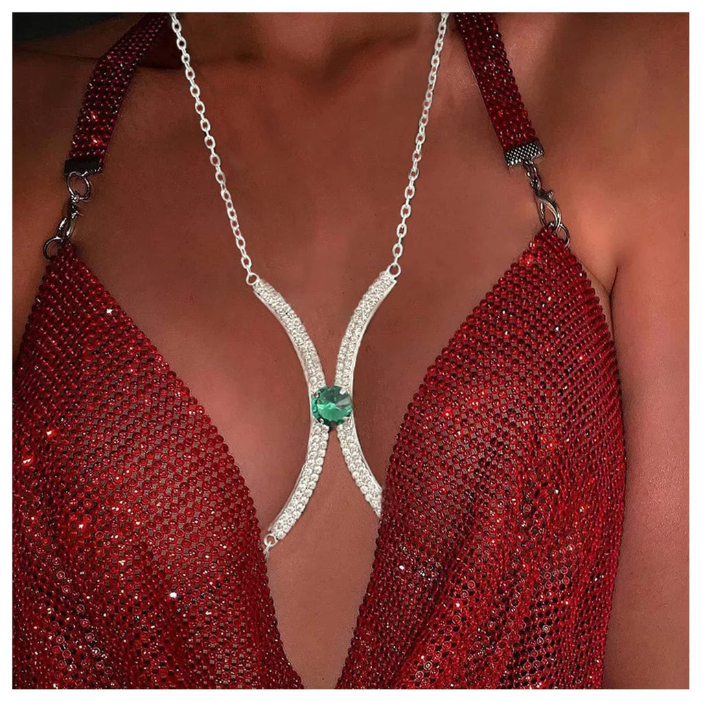 Sexy Minimalist Full Rhinestone Gem Chest Body Chain image 2