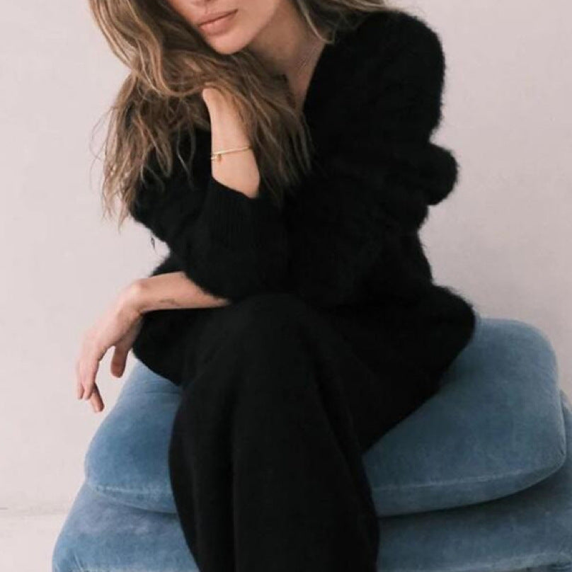 V-Neck Mink Wool Knit Cardigan image 8
