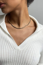 Polo Neck Fitted Ribbed Knit Sweater image 6