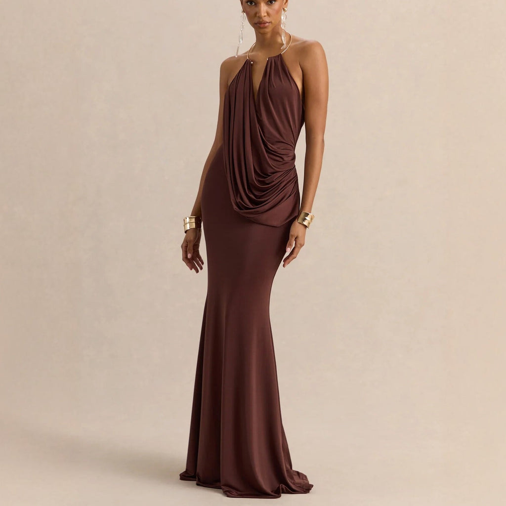 Ruffle Cowl Neck Bodycon Maxi Dress image 2
