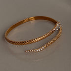 18K Plated Titanium Steel Zircon Snake Open Bracelet image 3