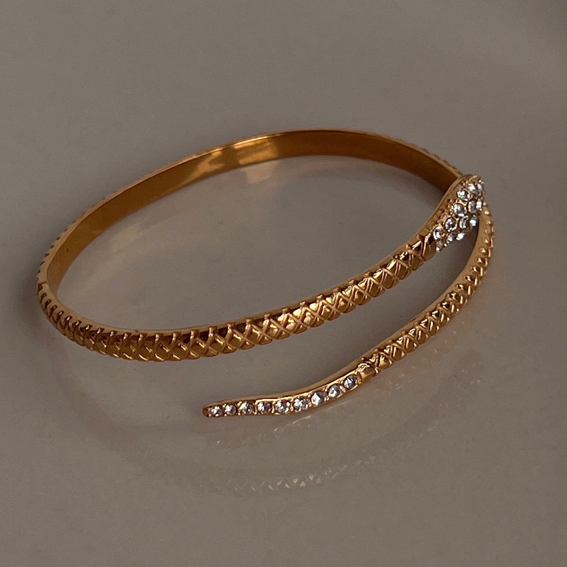 18K Plated Titanium Steel Zircon Snake Open Bracelet image 3