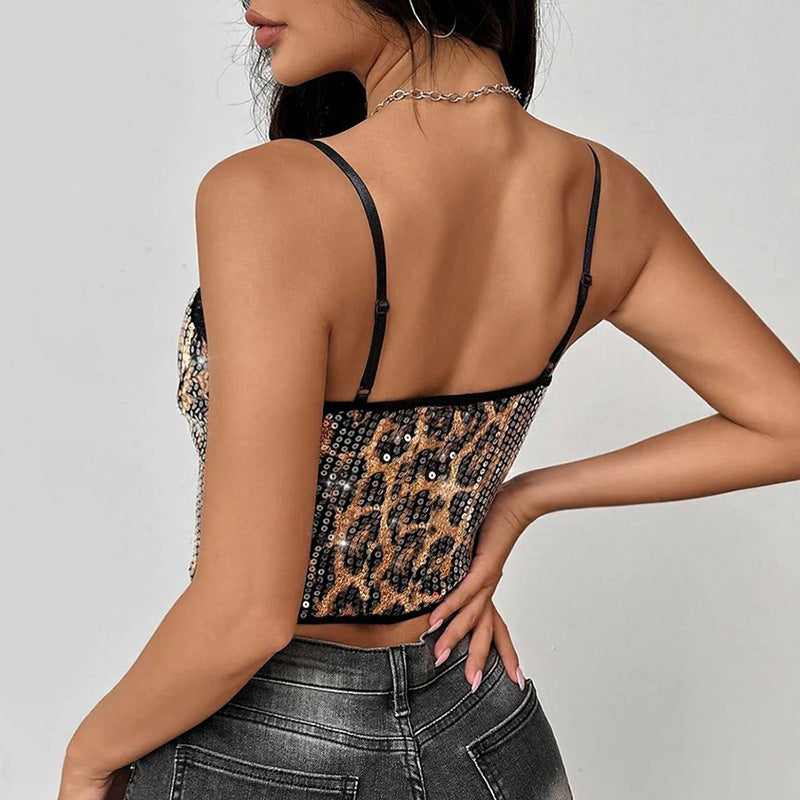 Chic Sexy Lace Sequin Leopard Cami Top image 4