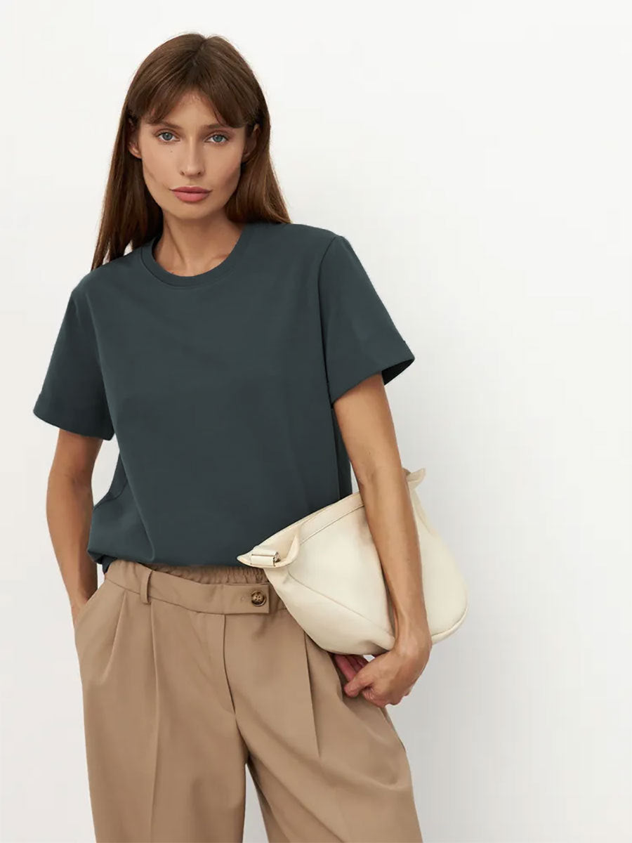 Minimalist Casual Solid Crew Neck T-shirt image 17