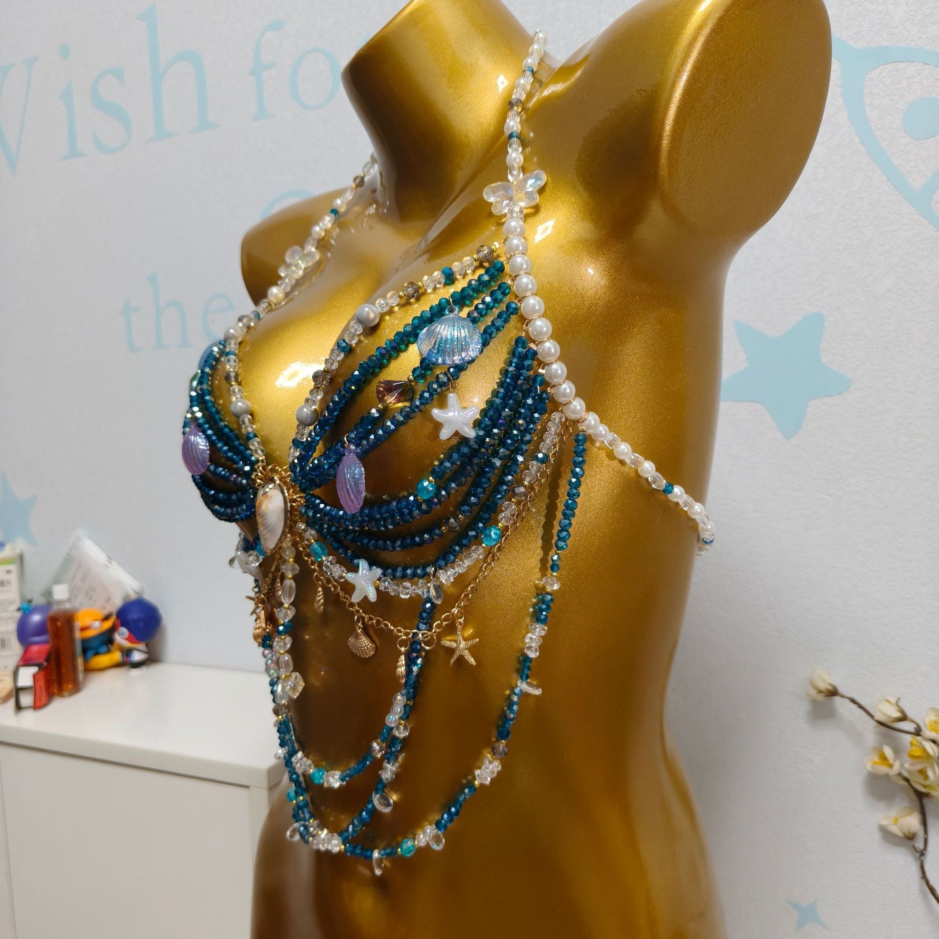 Ocean Style Pearl Beaded Chest Body Chain image 6