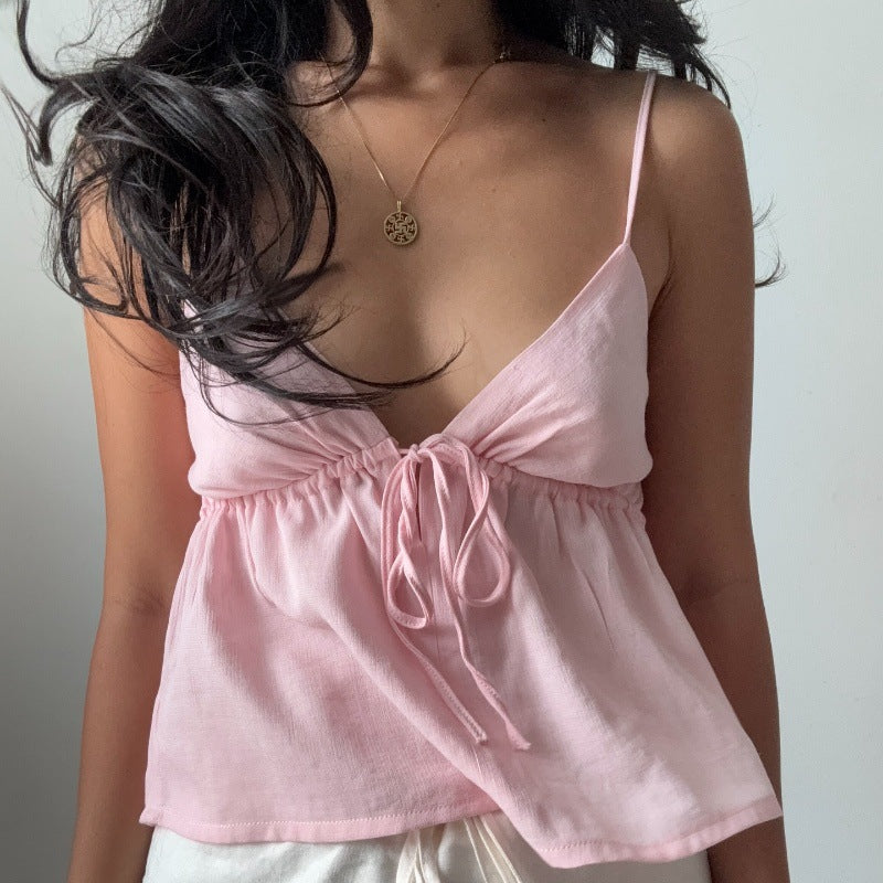Sexy Solid Slim Tie Cami Top image 5