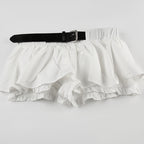 Color Block Low Waist Belt Ruffle A Line Mini Skirt image 4