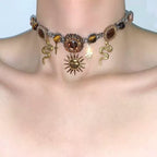Double Layer Sunflower Cross Snake NeckLace image 3