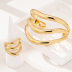 Two Piece Multi Layer Wave Metal Bracelet image 3