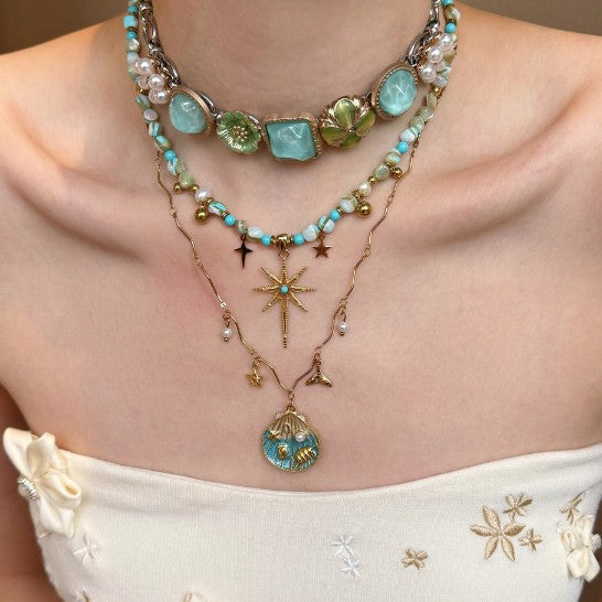 Vintage Boho Beaded Layered NeckLace image 1