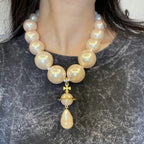Big Pearl Drop Pendant Vintage Baroque NeckLace image 3