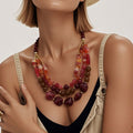 Two Tone Big Beaded Multi Layer NeckLace image 1
