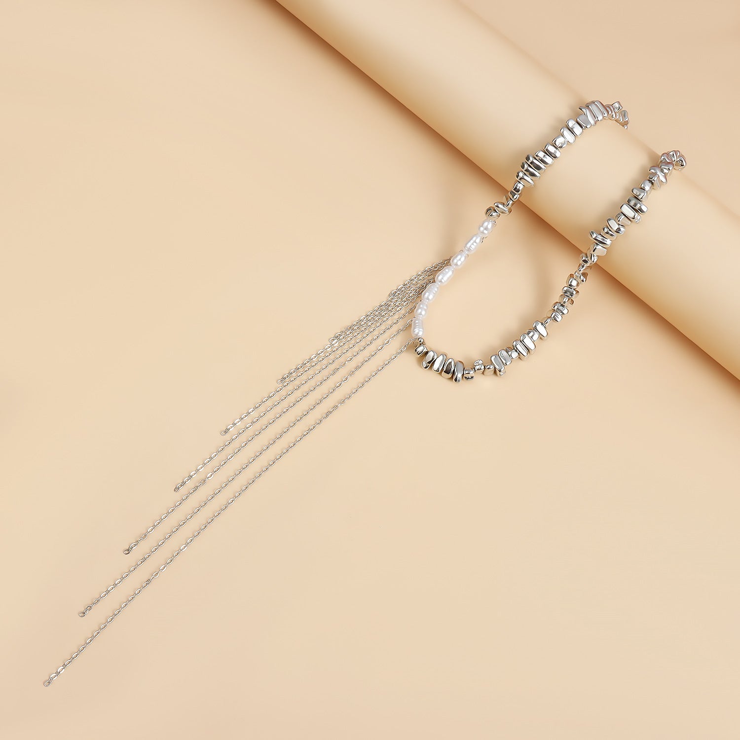 Stylish Tassel Irregular Beaded Splice NeckLace image 4