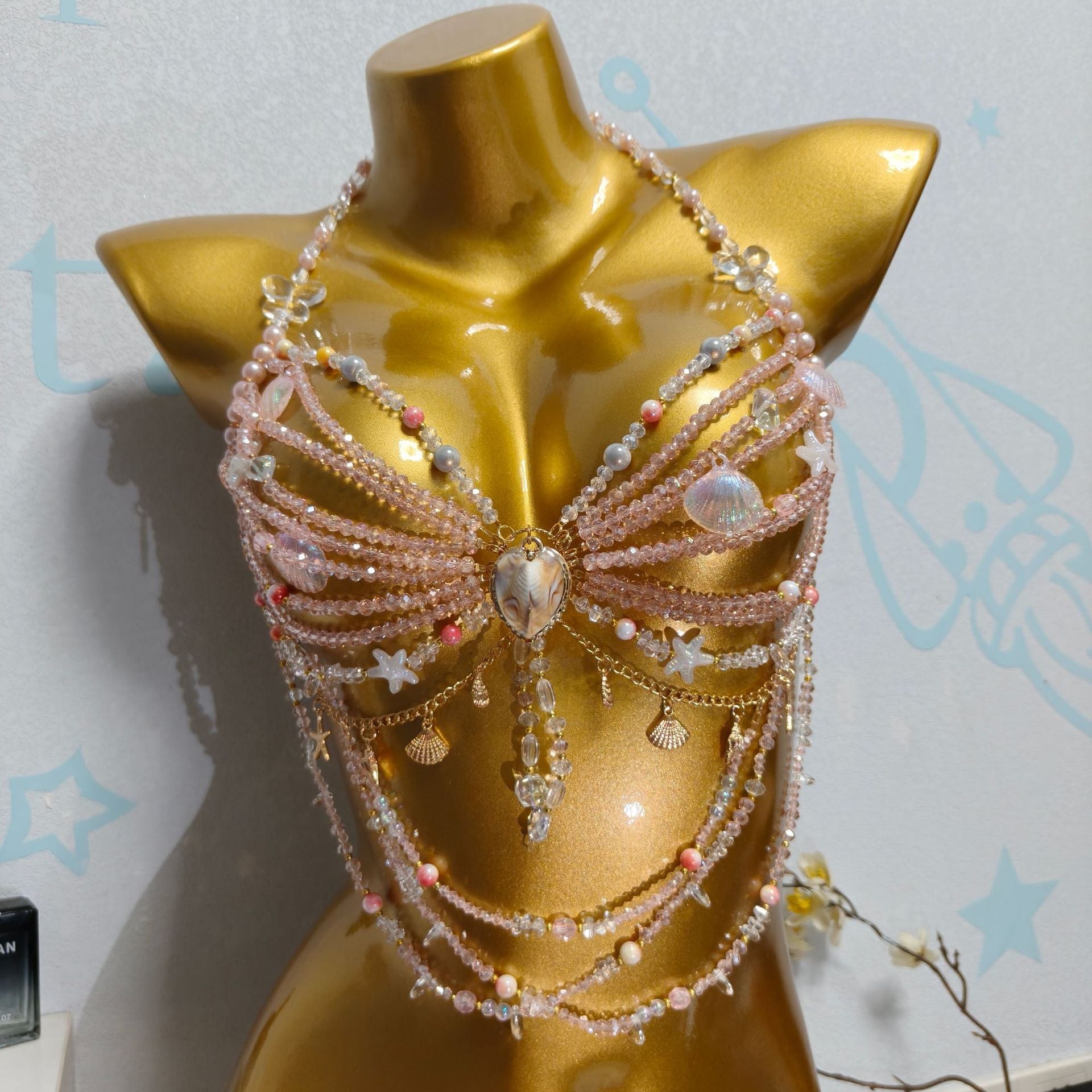 Ocean Style Pearl Beaded Chest Body Chain image 1