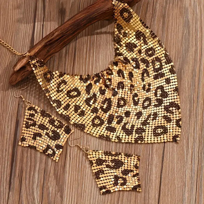 Leopard Print Sequin Triangle Scarf NeckLace image 3