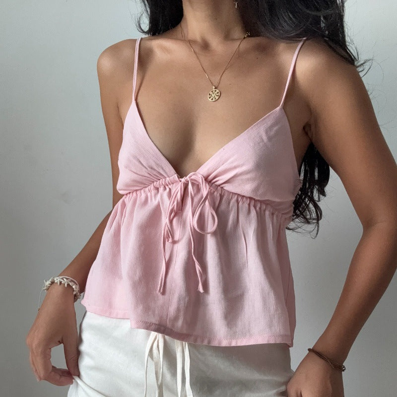 Sexy Solid Slim Tie Cami Top image 2