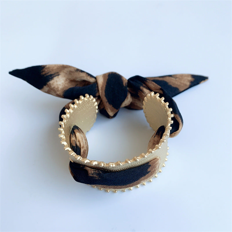 Vintage Color Scarf Matte Gold Open Bracelet image 2