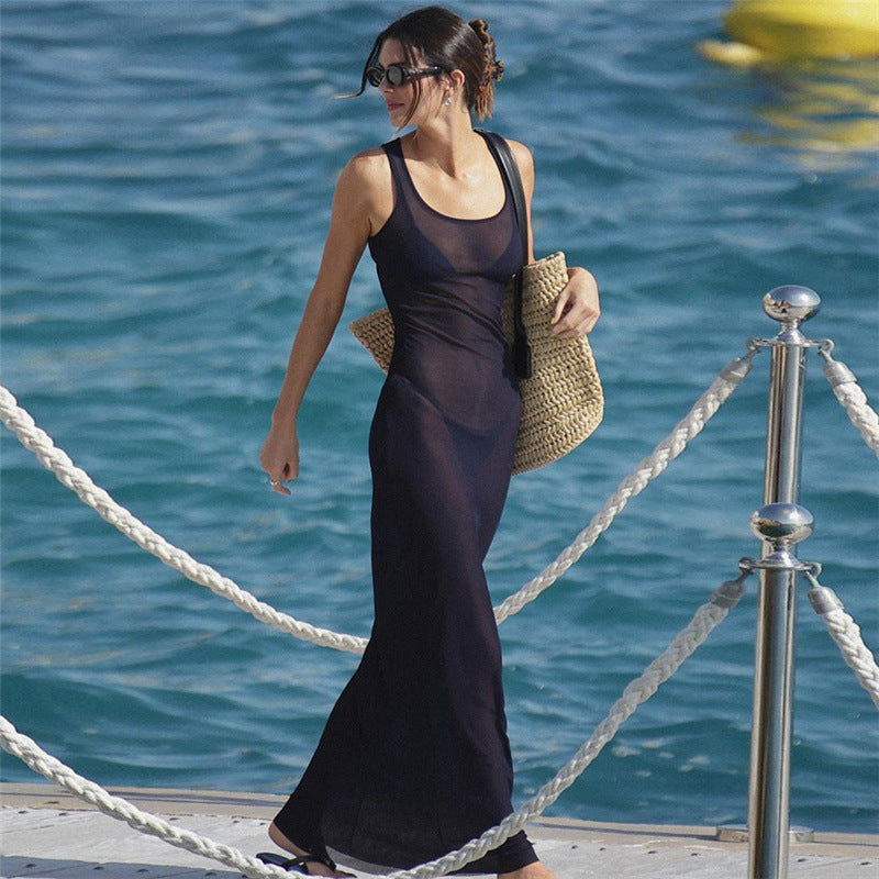 Sexy Sheer Mesh Beach Resort Maxi Dress image 5