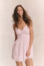 Lace Patchwork Hollow Ruffle Cami Mini Dress image 7