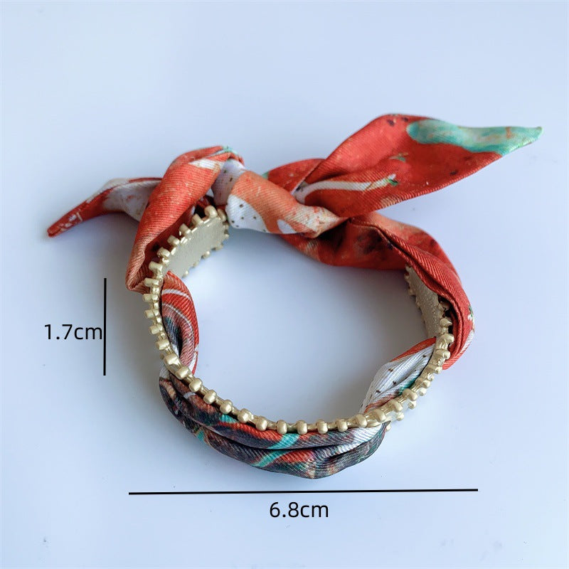 Vintage Color Scarf Matte Gold Open Bracelet image 7