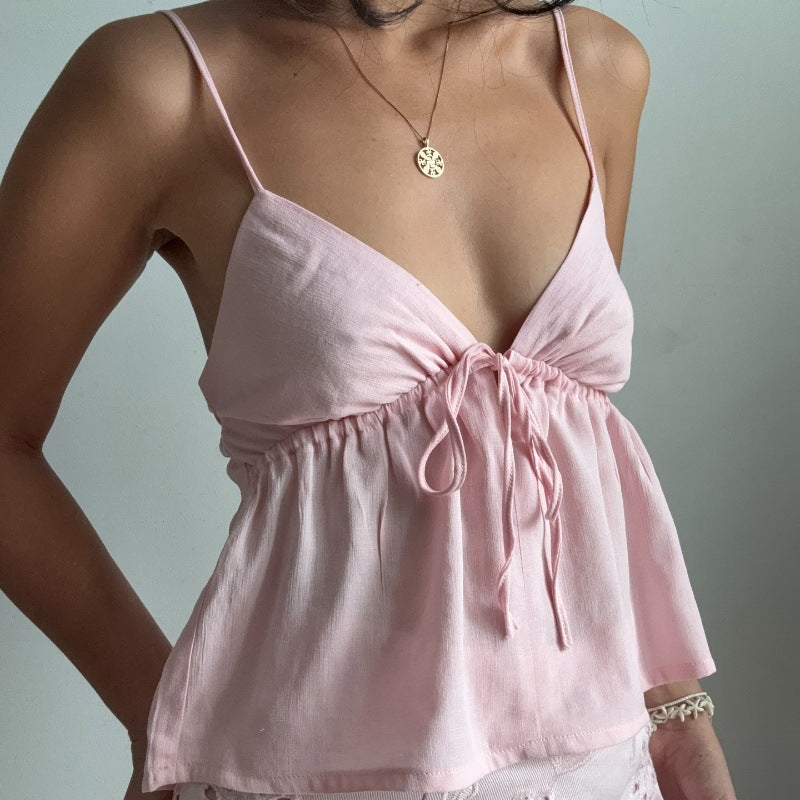 Sexy Solid Slim Tie Cami Top image 3