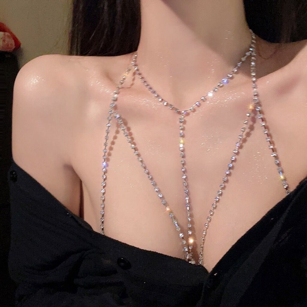 Sexy Sparkling Rhinestone Chest Body Chain image 3